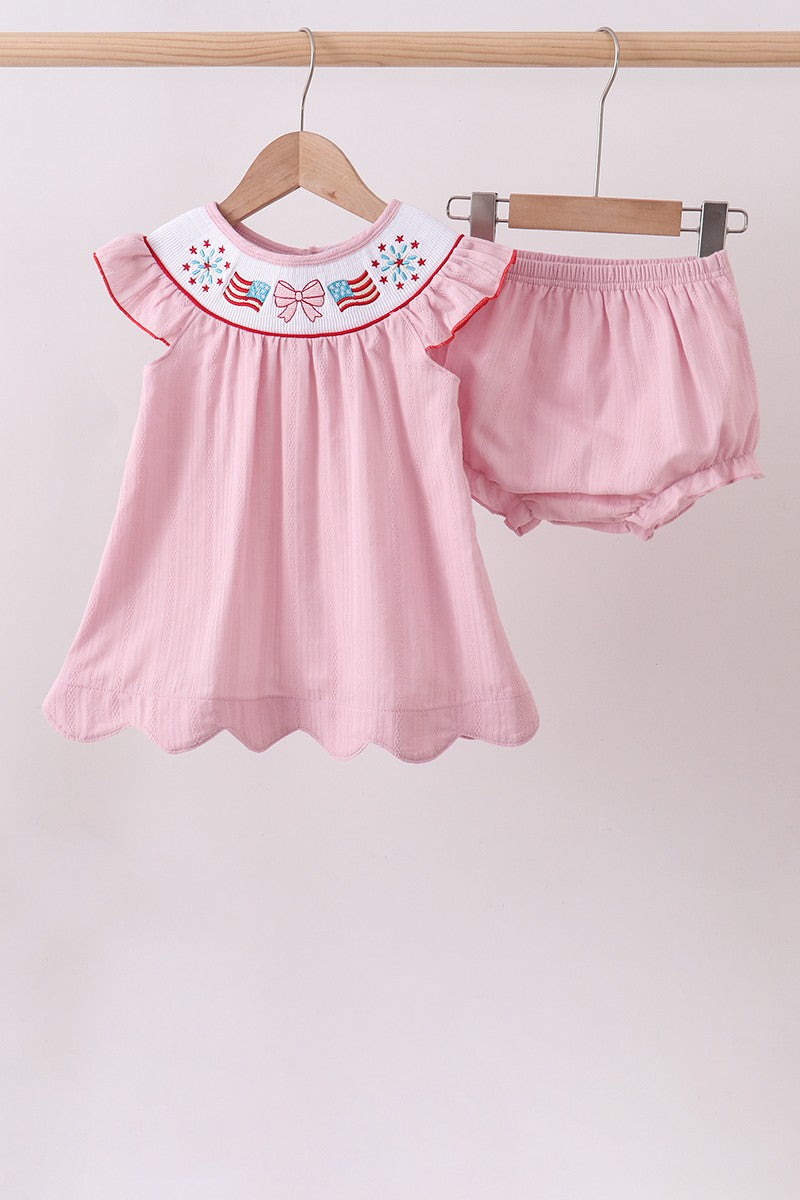 Fireworks & Blush Smocked Set
