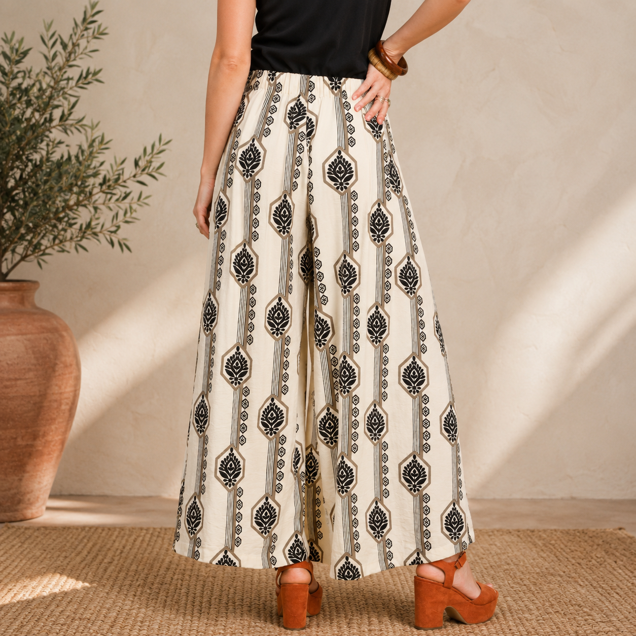 Boho Geometry Wide Leg Pants