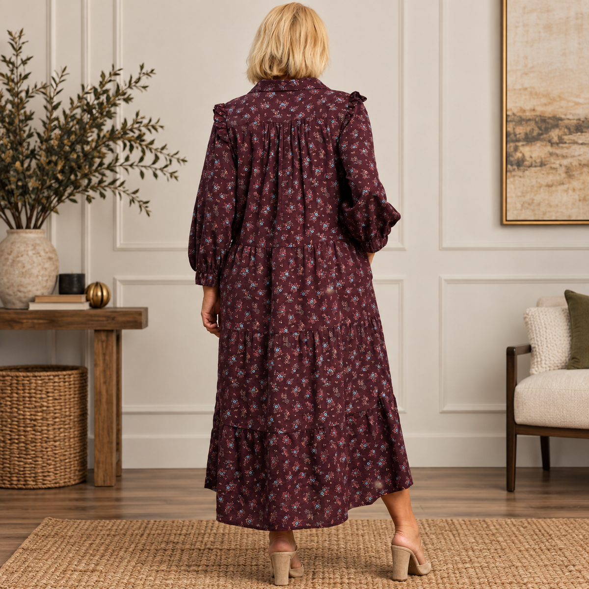 Plum Garden Midi Dress