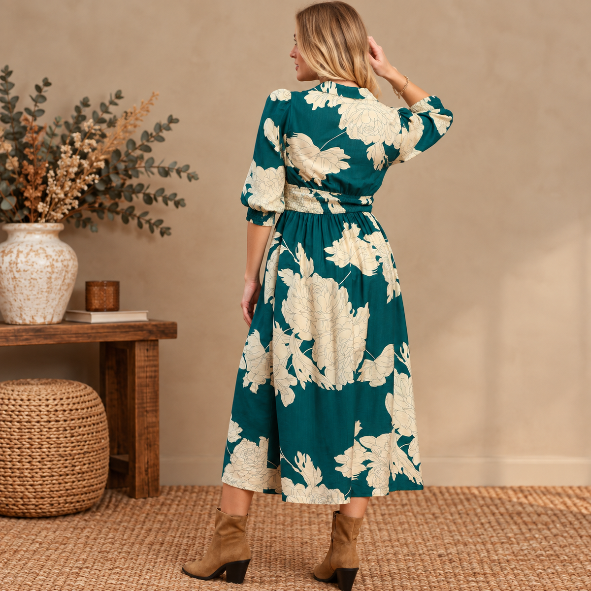 Autumn Bloom Midi Dress