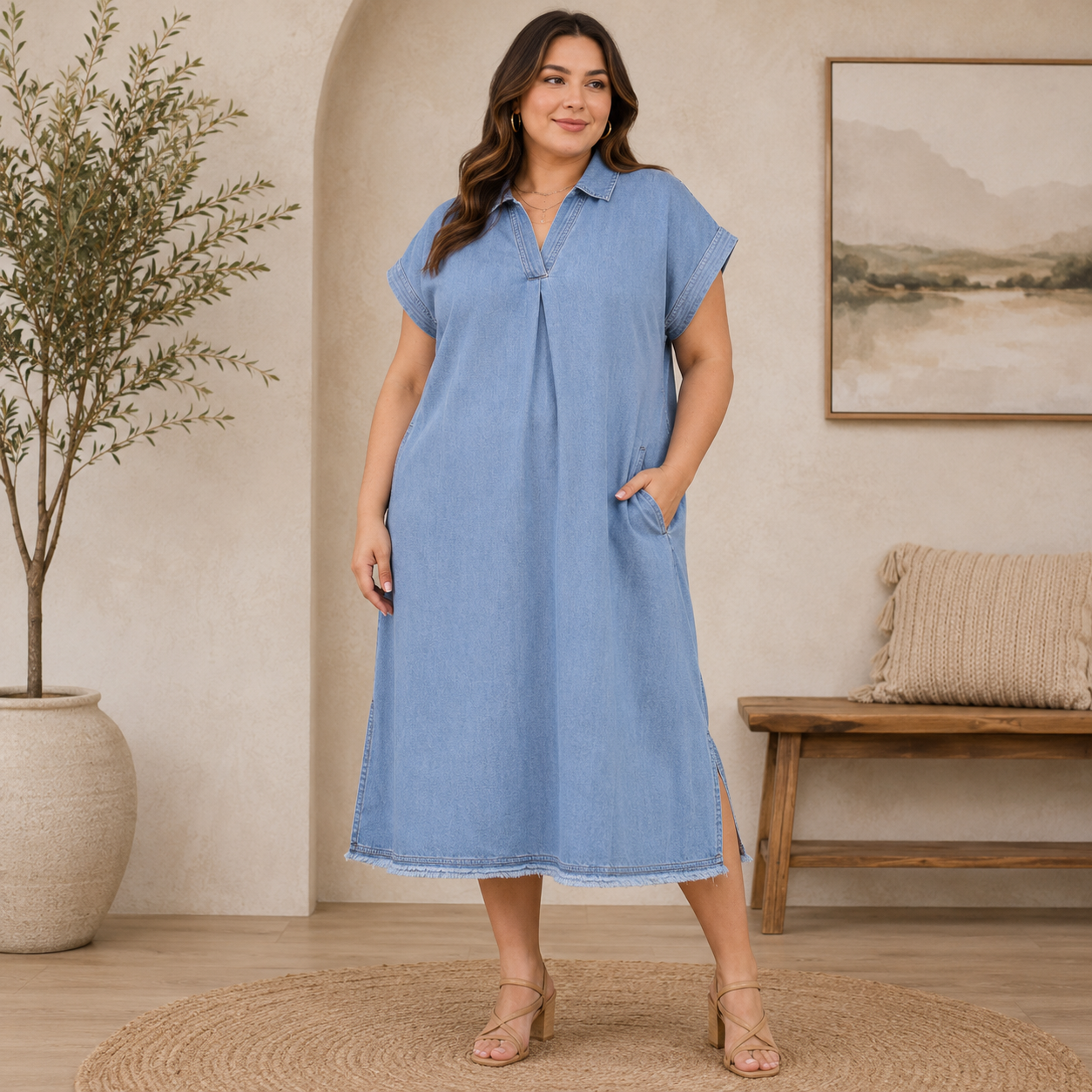 Weekend Wander Denim Midi Dress