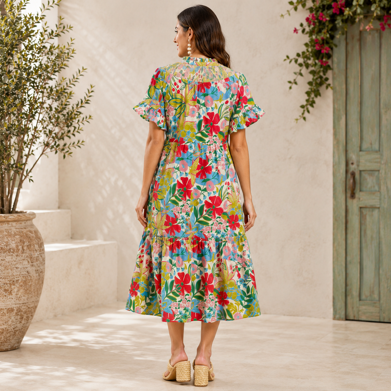 Tropical Bloom Midi Dress