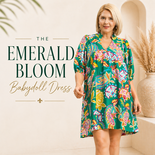 Emerald Bloom Babydoll Dress