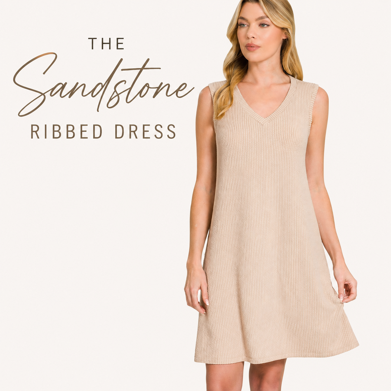 Sandstone Ribbed Dress