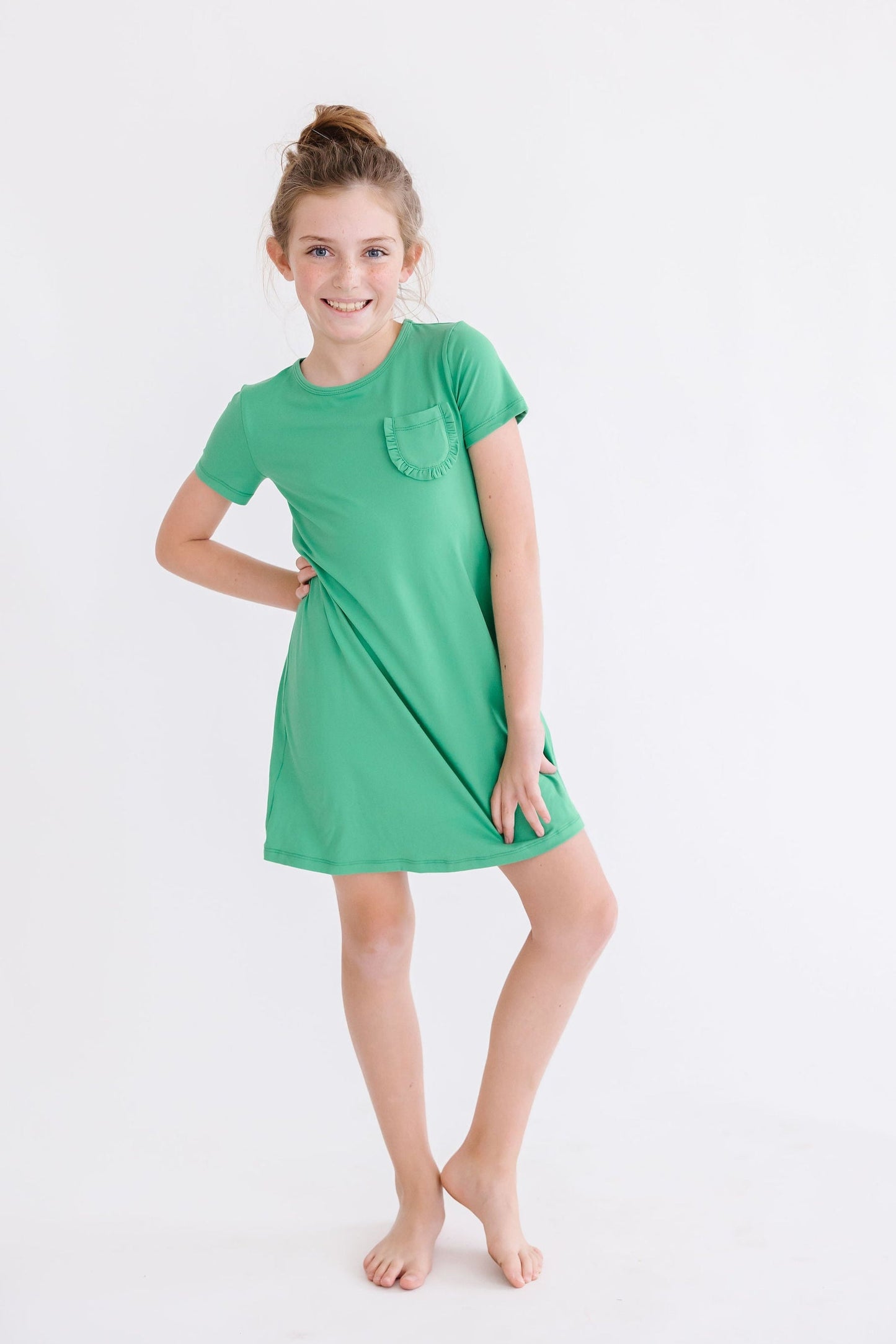 Girls Kelly Green T-Shirt Dress