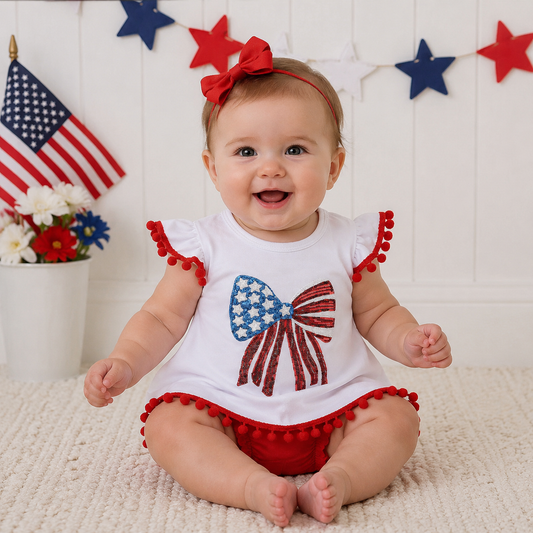Sparkle Bow Sequin Bloomer Set