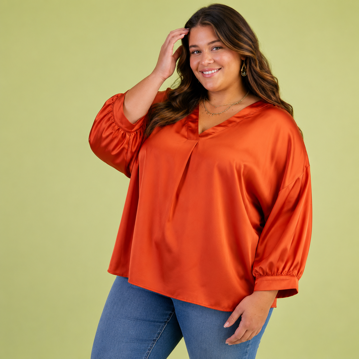 Rust Glow Satin Blouse