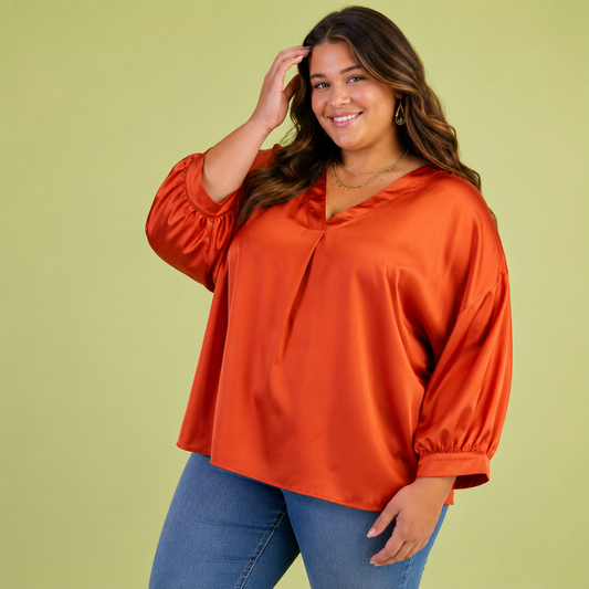 Rust Glow Satin Blouse