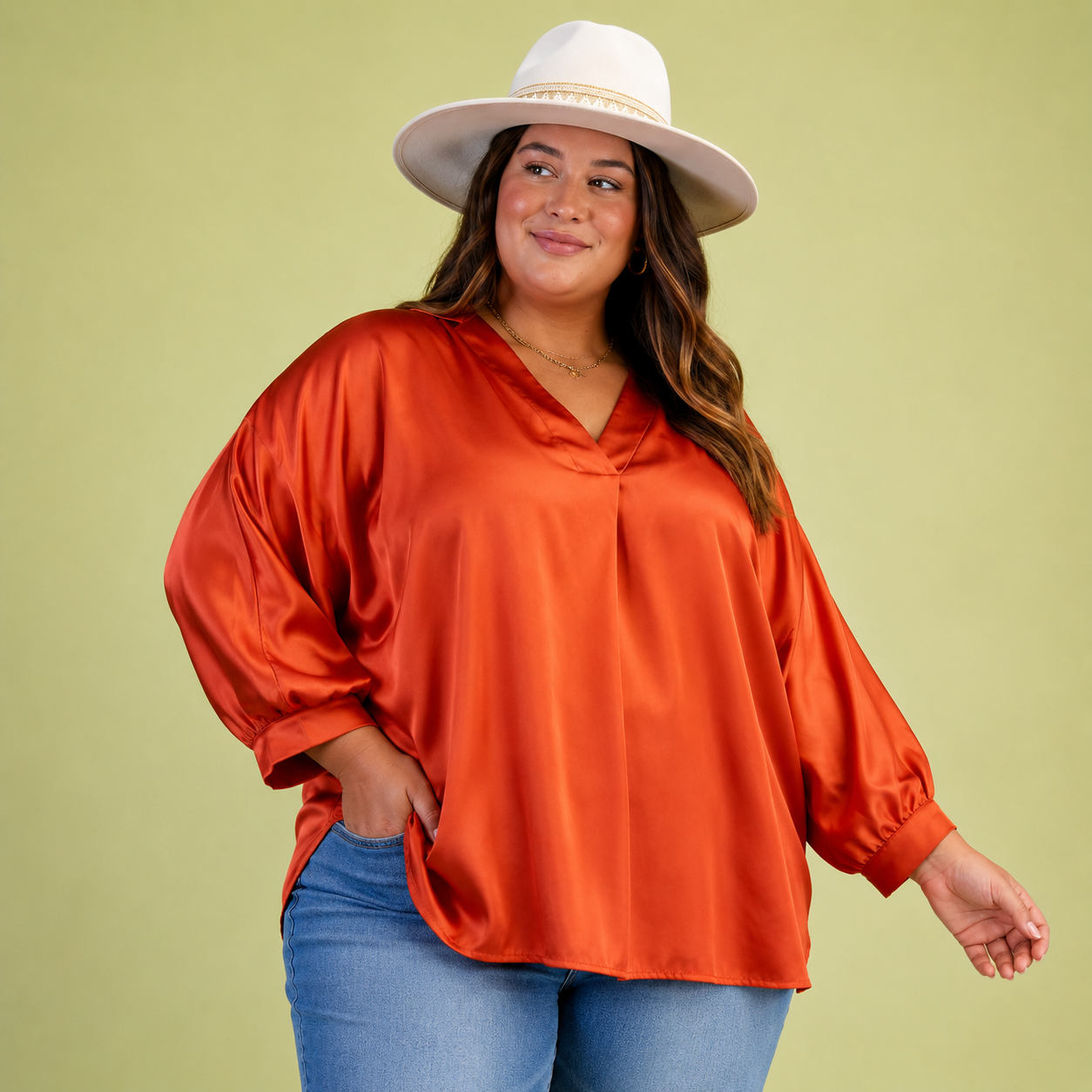 Rust Glow Satin Blouse