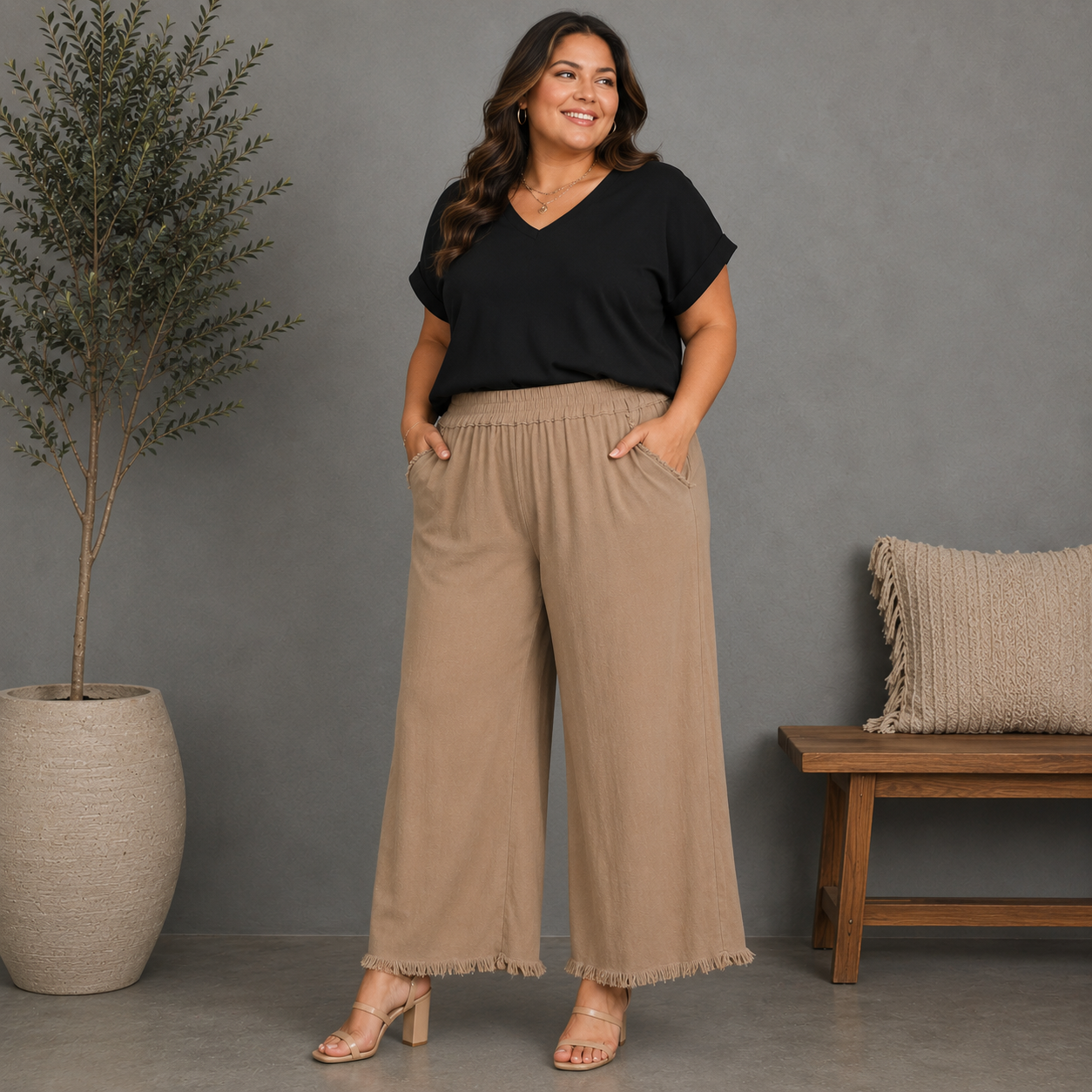 On Repeat Frayed Hem Pants