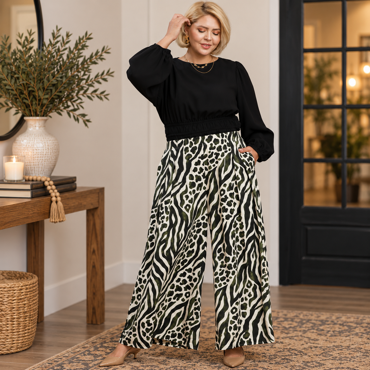 Olive Instinct Wide Leg Pants