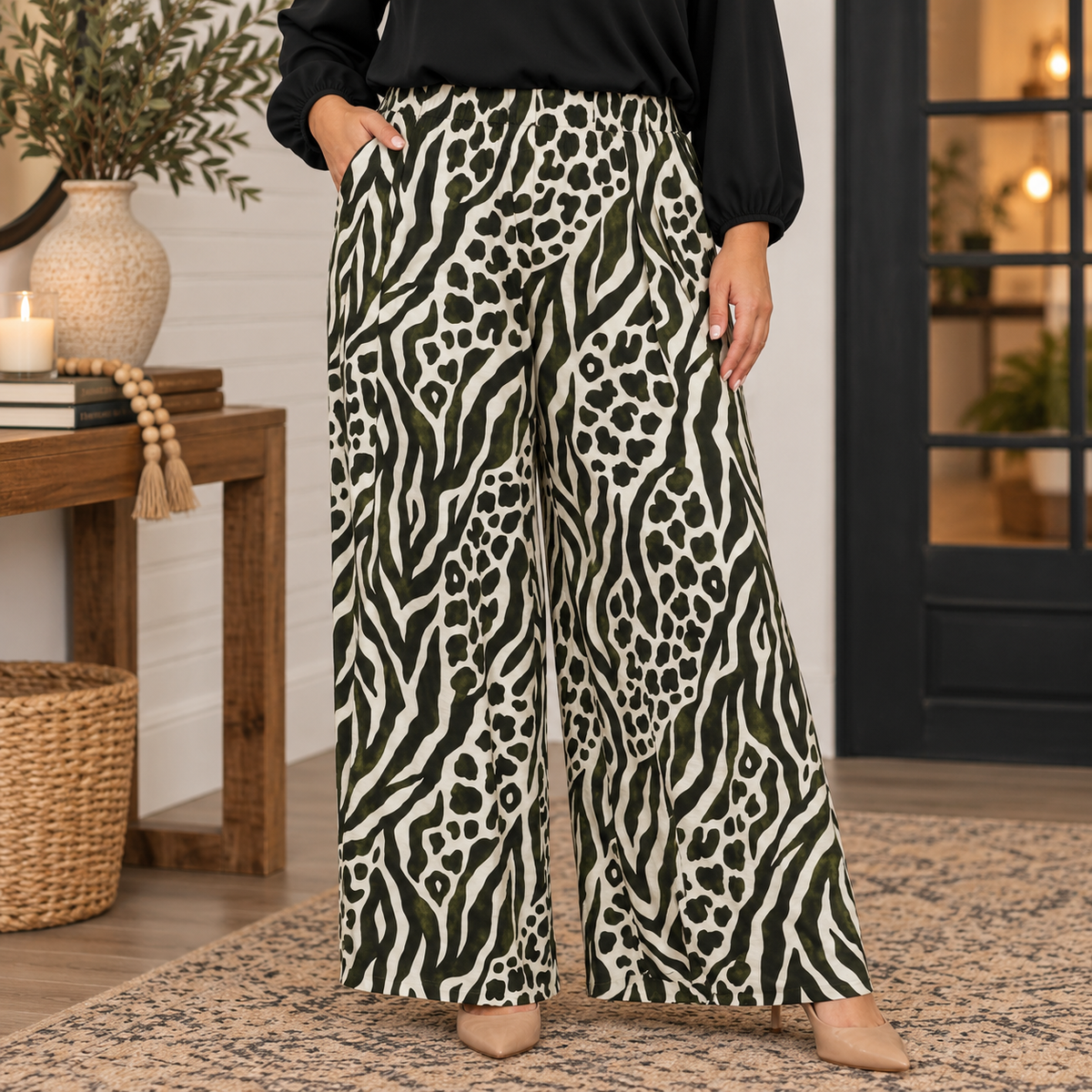 Olive Instinct Wide Leg Pants