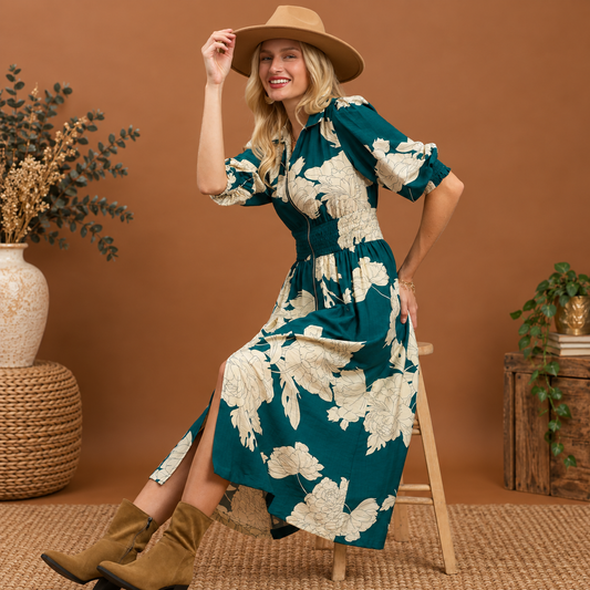 Autumn Bloom Midi Dress