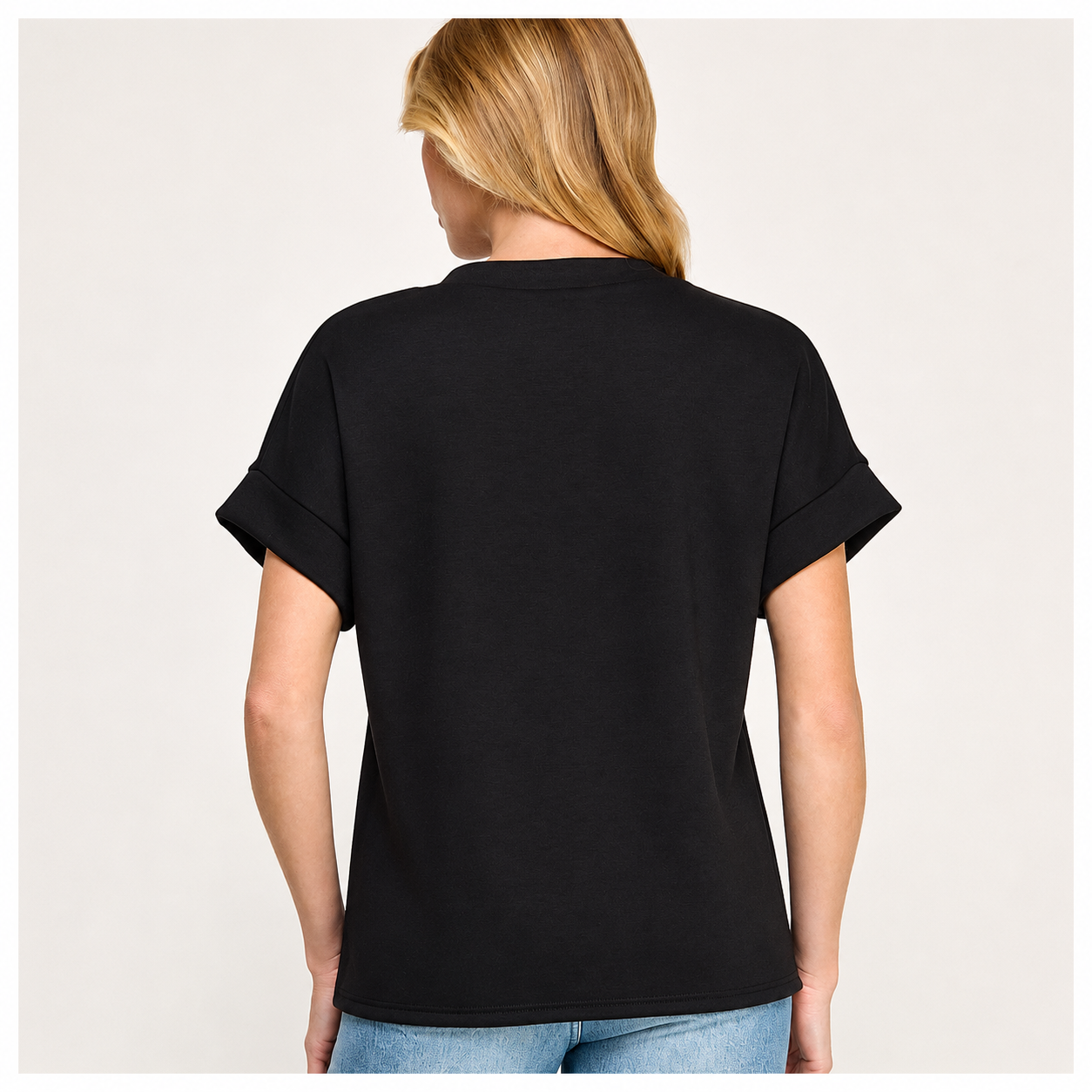 Black Luxe Air V-Neck Top