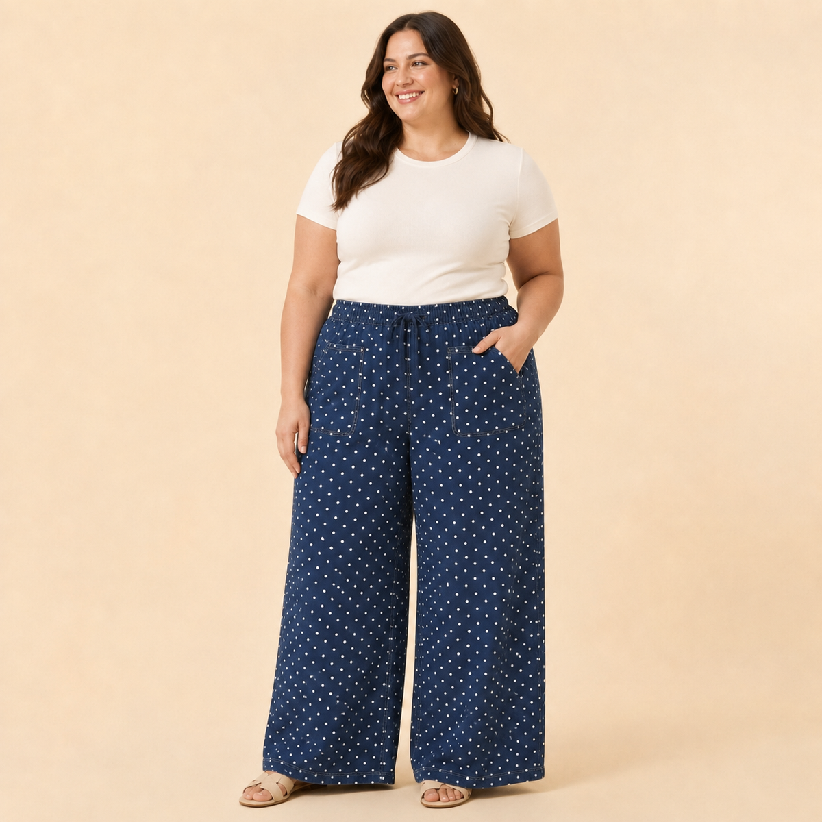 Dot Your Average Wide-Leg Pants