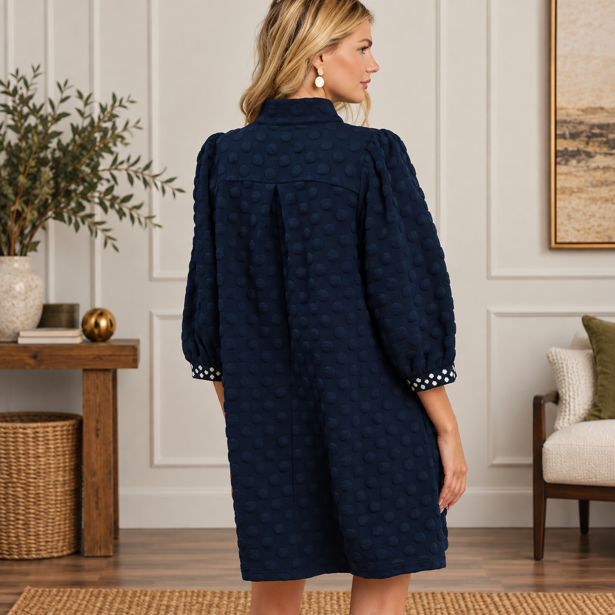 Navy Dot Dress