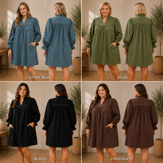 Textured Puff Sleeve Mini Dress
