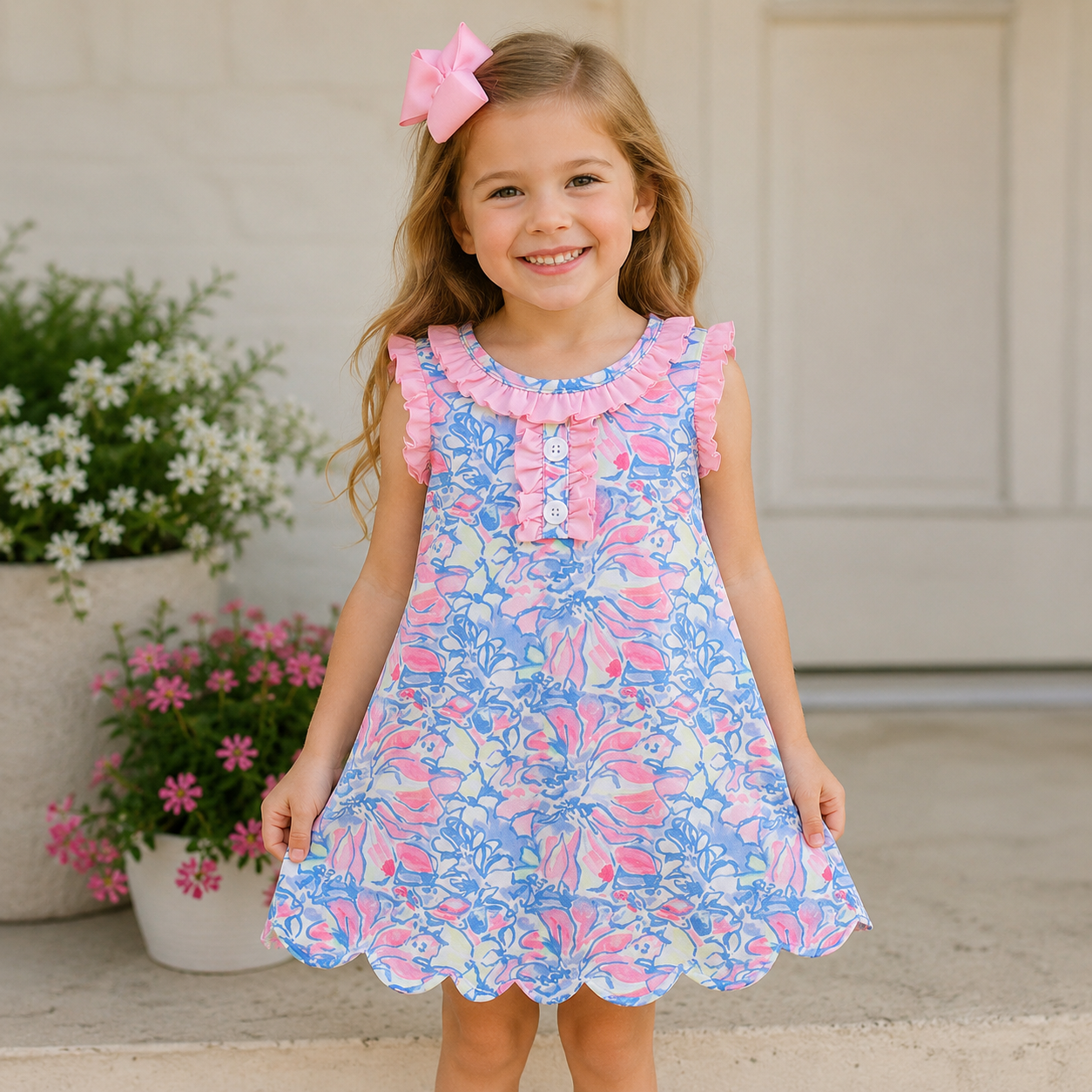 Girls Water Color Blue Watercolor Dress