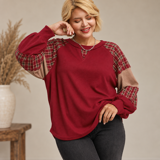Autumn Plaid Patchwork Top