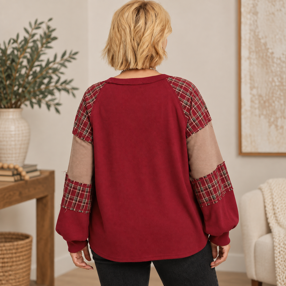 Autumn Plaid Patchwork Top