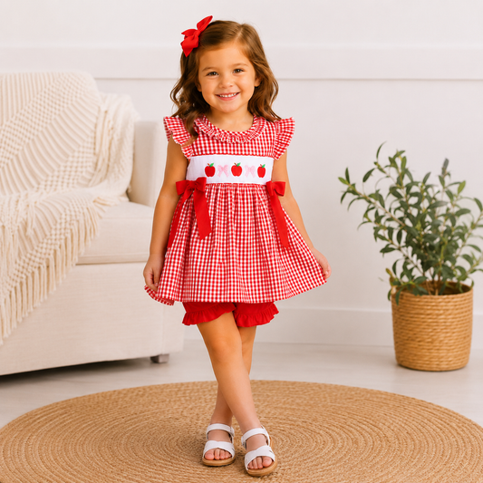 Girls Apple Gingham Set