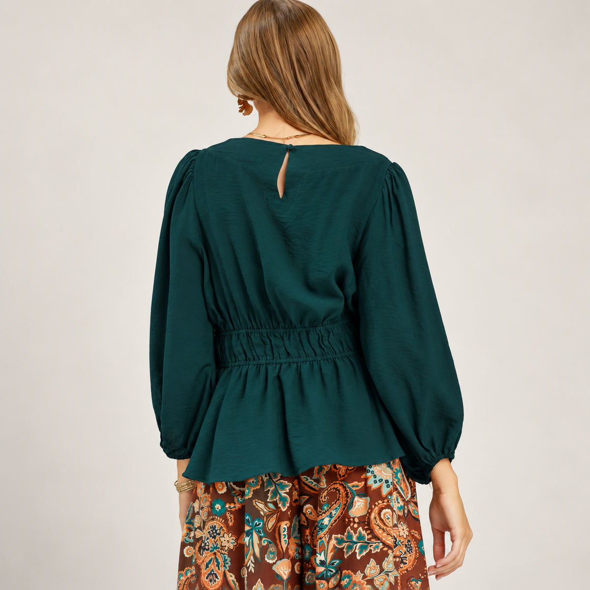 Teal Peplum Blouse
