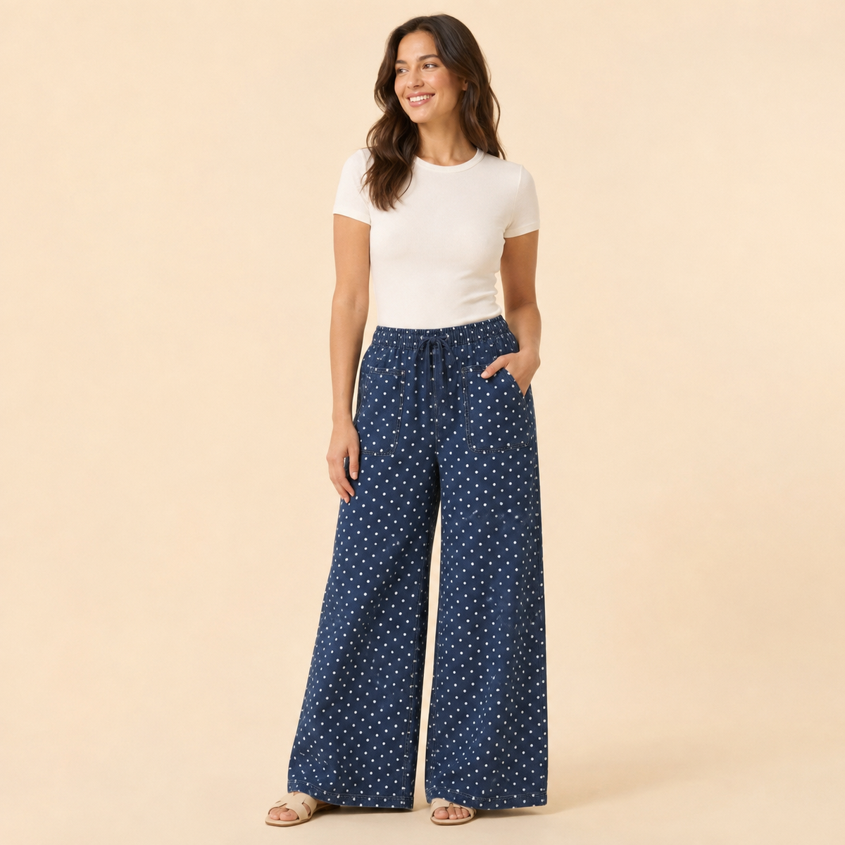 Dot Your Average Wide-Leg Pants