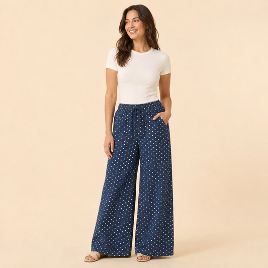 Dot Your Average Wide-Leg Pants