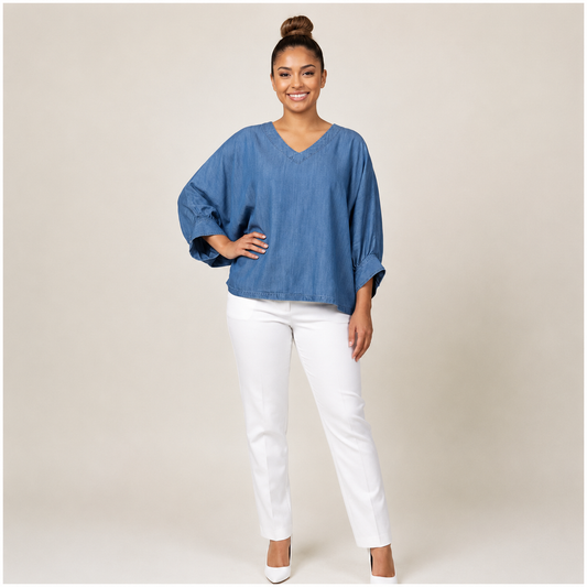 Medium Washed Denim Oversized Top