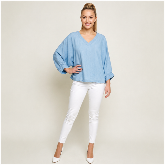Soft Washed Denim Oversized Top