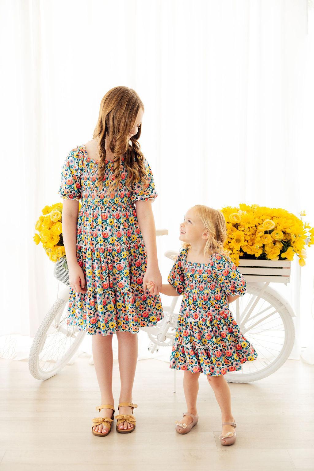 Beautiful Blossoms Smocked Ruffle Dress
