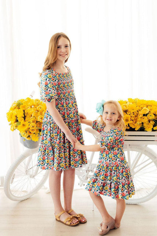Beautiful Blossoms Smocked Ruffle Dress